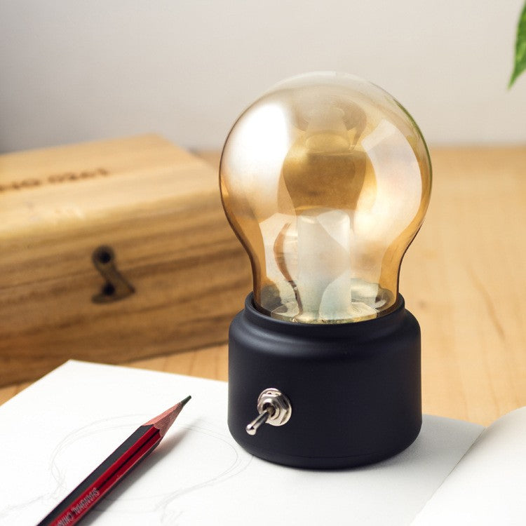 Lampa LED Decorativa sub forma de Bulb, Retro pentru interior, Negru/ Transparent, 5 V, 500 mA, ABS, Lumina Calda,