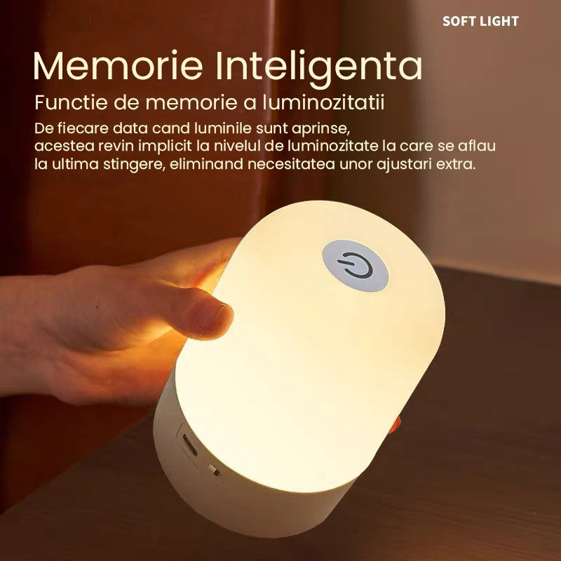 Lampa LED Reincarcabila, Flippy, Control tactil, Lumina in 3 culori albe, Lampa pentru Dormitor, 16 Culori RGB, Lumina