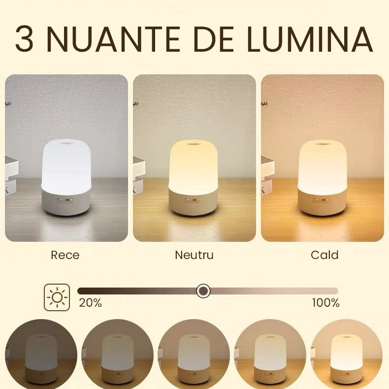 Lampa LED Reincarcabila, Flippy, Control tactil, Lumina in 3 culori albe, Lampa pentru Dormitor, 16 Culori RGB, Lumina