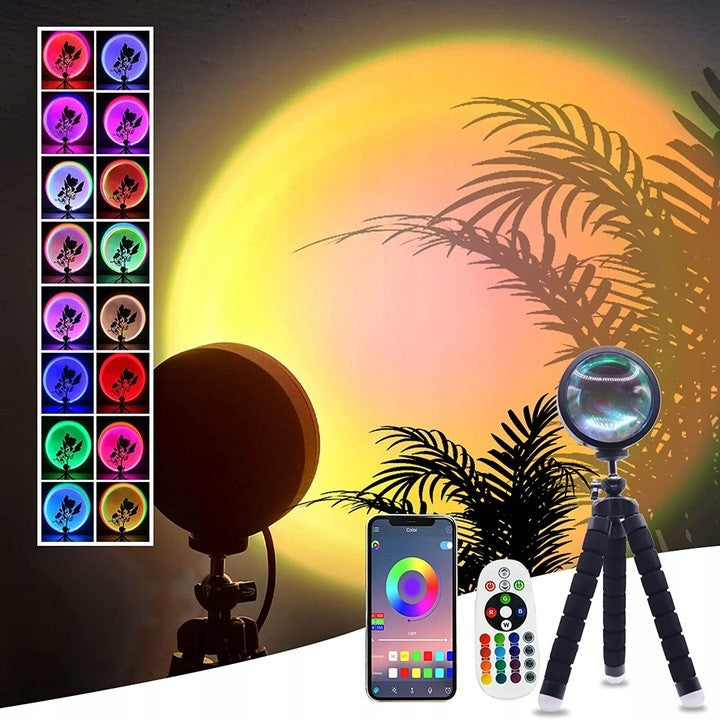 Lampa LED tip Proiector cu 16 culori, Flippy, Rotire 360 de Grade, Incarcare USB, cu Telecomanda, Intrerupator, pentru