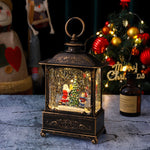 Decoratiune Craciun, Tip Felinar, Figurine Mos Craciun cu Baietel, 3 Moduri, Functie Muzicala, Zapada in Miscare,