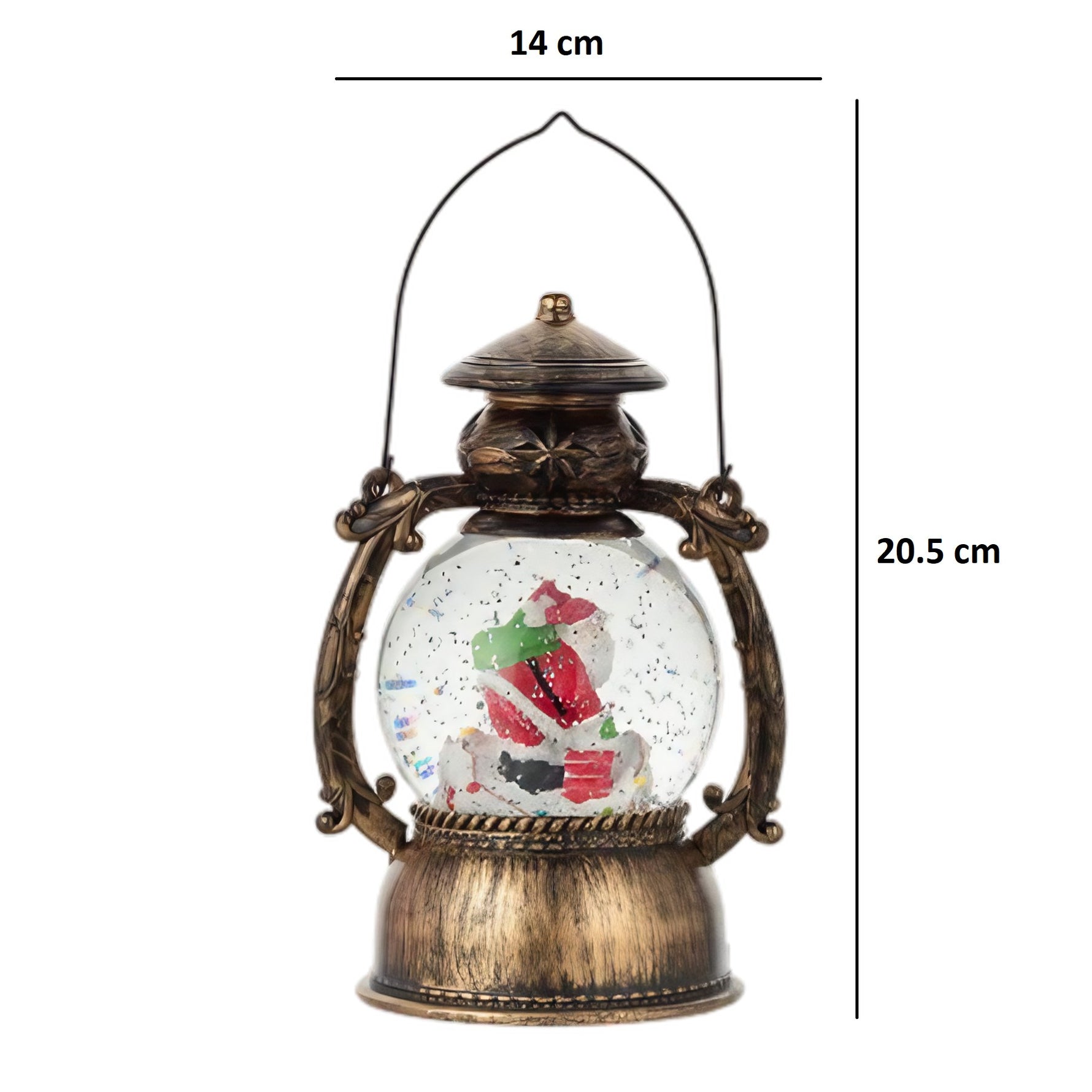Decoratiune Craciun, Tip Felinar, Figurine Mos Craciun pe Cos, 3 Moduri, Functie Muzicala, Zapada in Miscare,