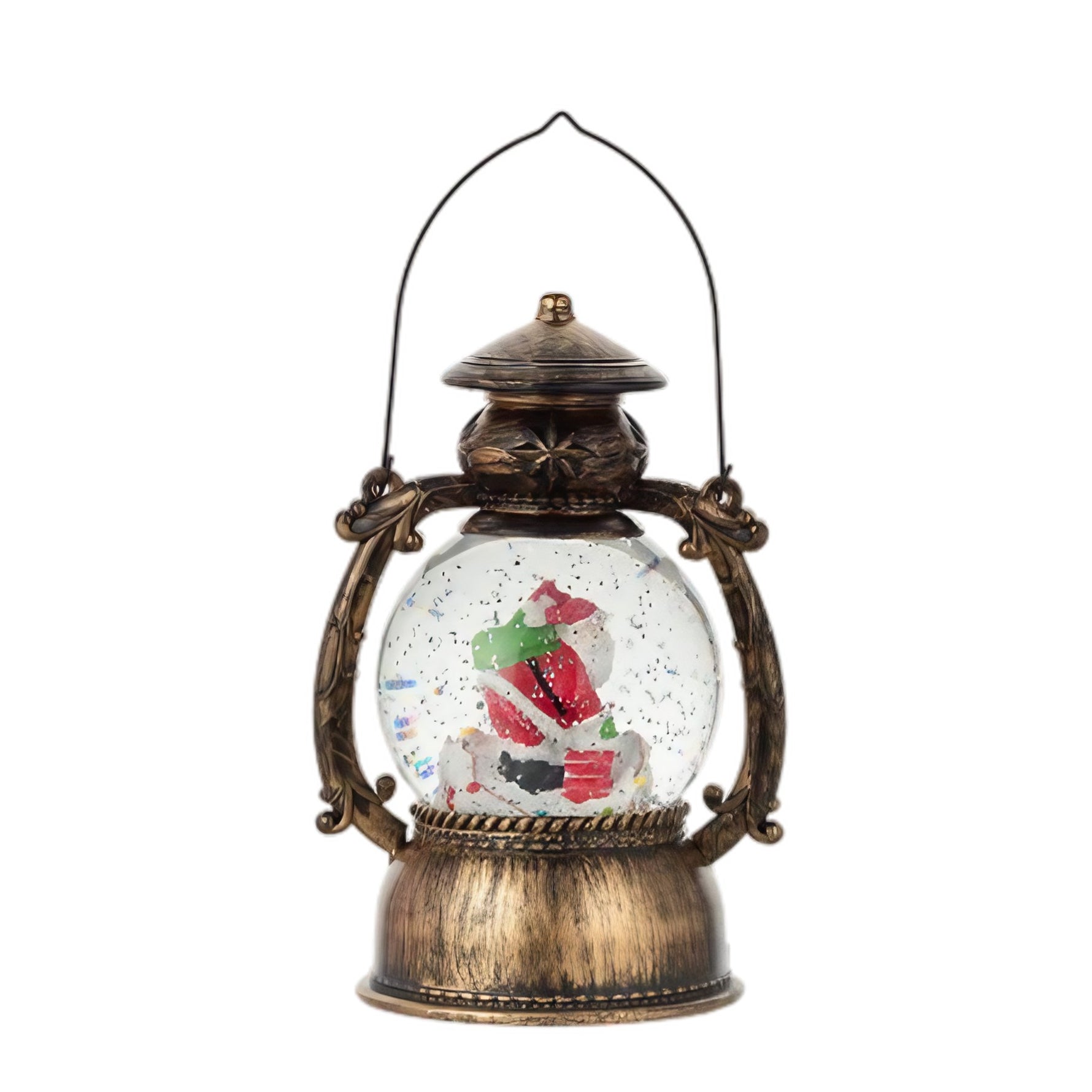 Decoratiune Craciun, Tip Felinar, Figurine Mos Craciun pe Cos, 3 Moduri, Functie Muzicala, Zapada in Miscare,