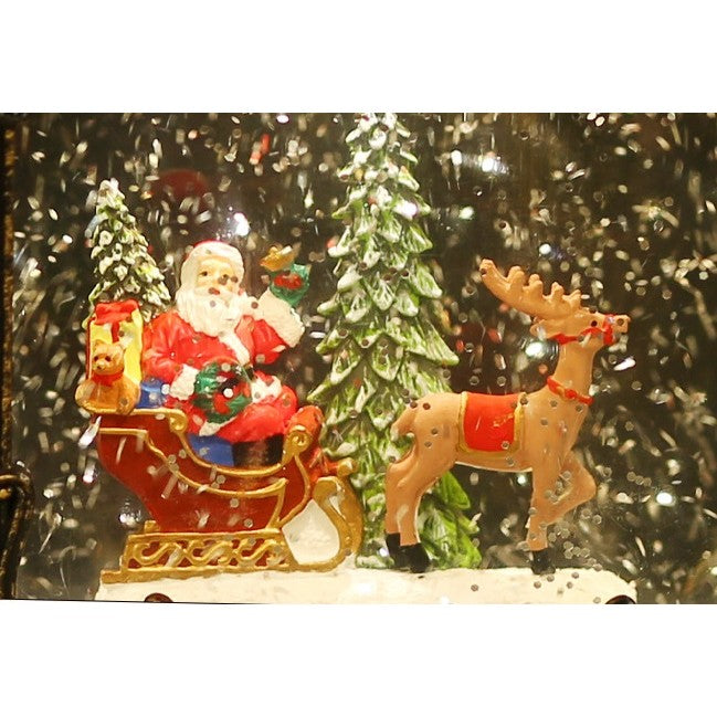 Decoratiune Craciun, Tip Felinar, Figurine Mos Craciun cu Sania, 3 Moduri, Functie Muzicala, Zapada in Miscare,