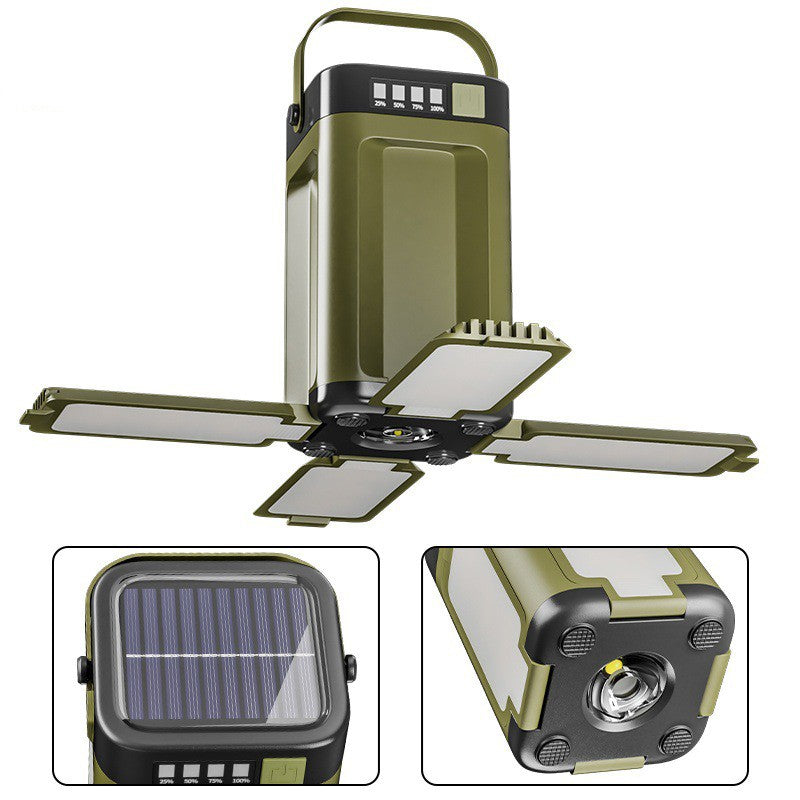 Lampa pentru Camping, Flippy, Lampa LED, Reincarcabila Solar si cablu TYPE-C, Tip Felinar 4 Laturi si Lanterna in Baza,