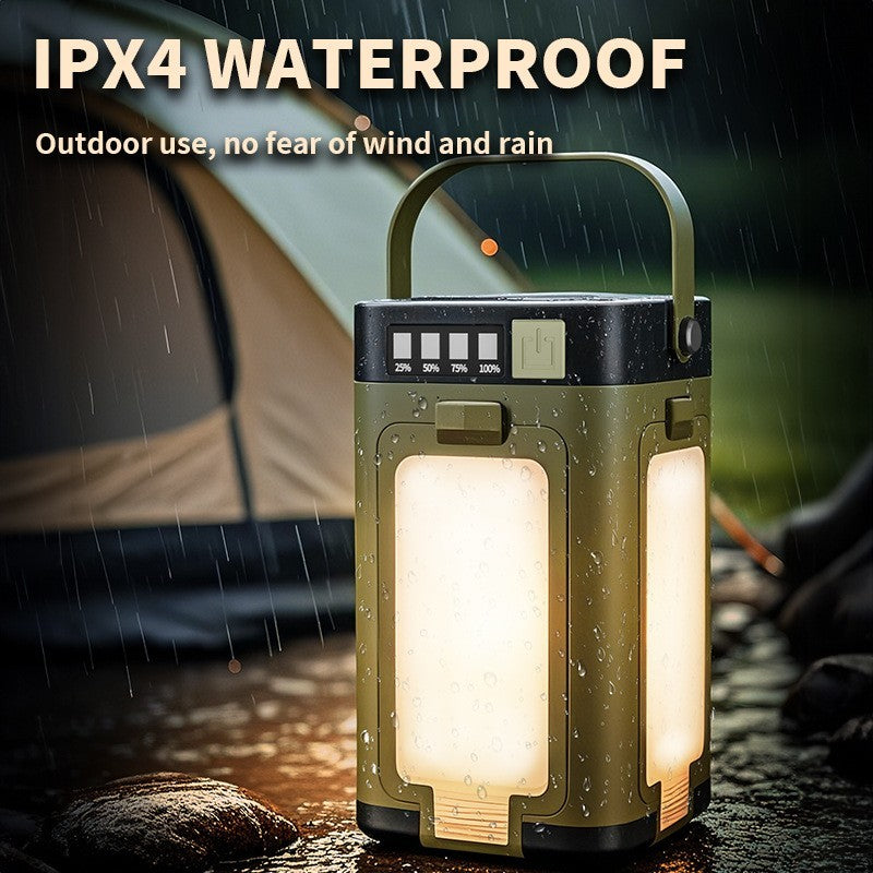 Lampa pentru Camping, Flippy, Lampa LED, Reincarcabila Solar si cablu TYPE-C, Tip Felinar 4 Laturi si Lanterna in Baza,