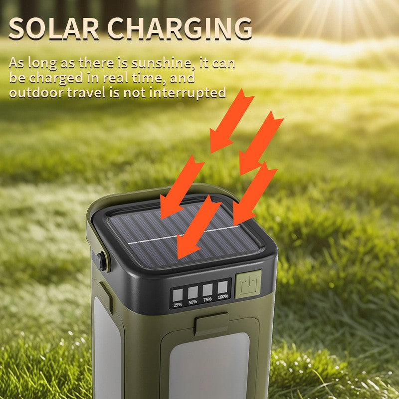 Lampa pentru Camping, Flippy, Lampa LED, Reincarcabila Solar si cablu TYPE-C, Tip Felinar 4 Laturi si Lanterna in Baza,