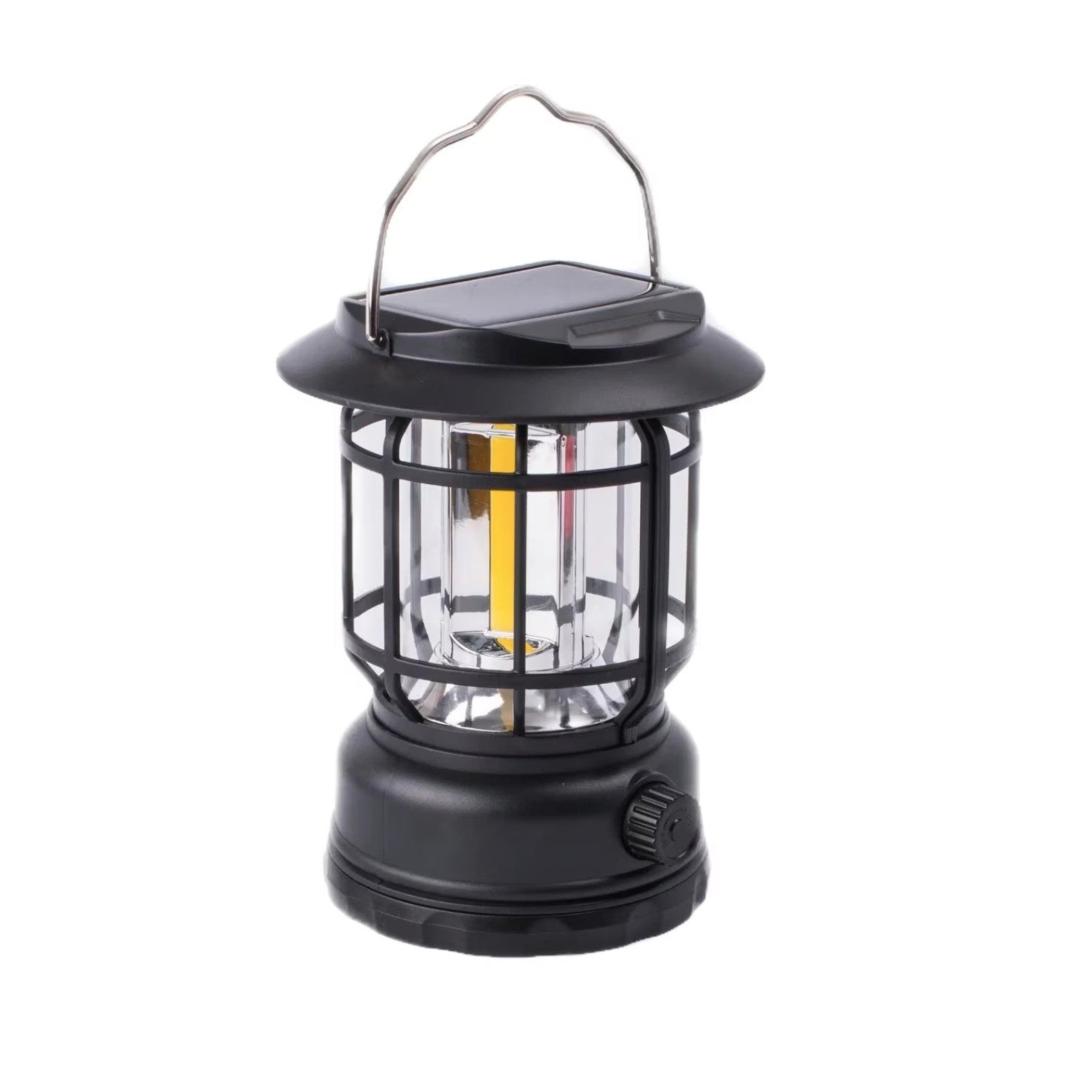 Lampa portabila camping, Felinar Vintage, ABS, Iluminare 30 COB LED, Intensitate reglabila, Acumulator inclus,