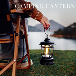 Lampa portabila camping, Felinar Vintage cu carlig, ABS, Iluminare 21 COB LED, Intensitate reglabila, 5W, Flippy, Negru