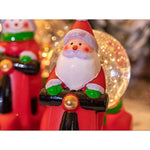 Decoratiune Craciun, Tip Motocicleta, Glob 10 cm, Figurine Mos Craciun, 3 Moduri, Functie Muzicala, Zapada in Miscare,