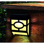Set 4 Lampi Solare Led pentru Gradina, Flippy, Model Geometric, 11.8 x 8.6 x 5 cm, Buton On-Off, Alb Cald, Negru/Alb