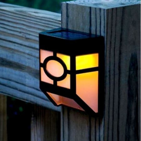 Set 4 Lampi Solare Led pentru Gradina, Flippy, Model Geometric, 11.8 x 8.6 x 5 cm, Buton On-Off, Alb Cald, Negru/Alb