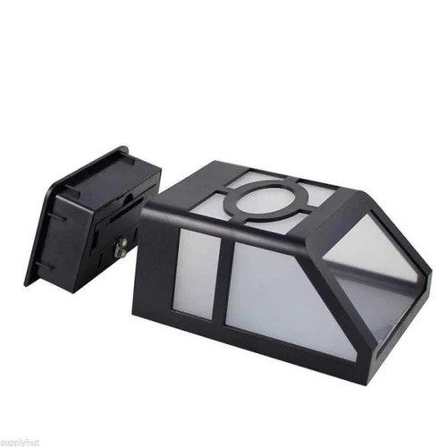 Set 4 Lampi Solare Led pentru Gradina, Flippy, Model Geometric, 11.8 x 8.6 x 5 cm, Buton On-Off, Alb Rece, Negru/Alb