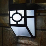 Set 4 Lampi Solare Led pentru Gradina, Flippy, Model Geometric, 11.8 x 8.6 x 5 cm, Buton On-Off, Alb Rece, Negru/Alb