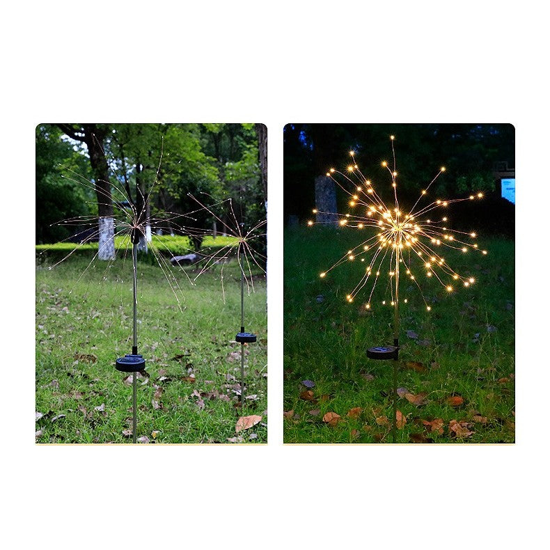 Lampa Solara, Flippy, Decor Gradina, Model Fireworks/Artificii, din Sarma de Cupru, 120 LED-uri, 55W, 90 cm, Alb Cald