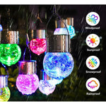 Lampa Solara Flippy, LED, Tip Candelabru Mic, Cu Bila Din Sticla Crapata, Exterioara, Impermeabila, Iluminare 6-12 H,