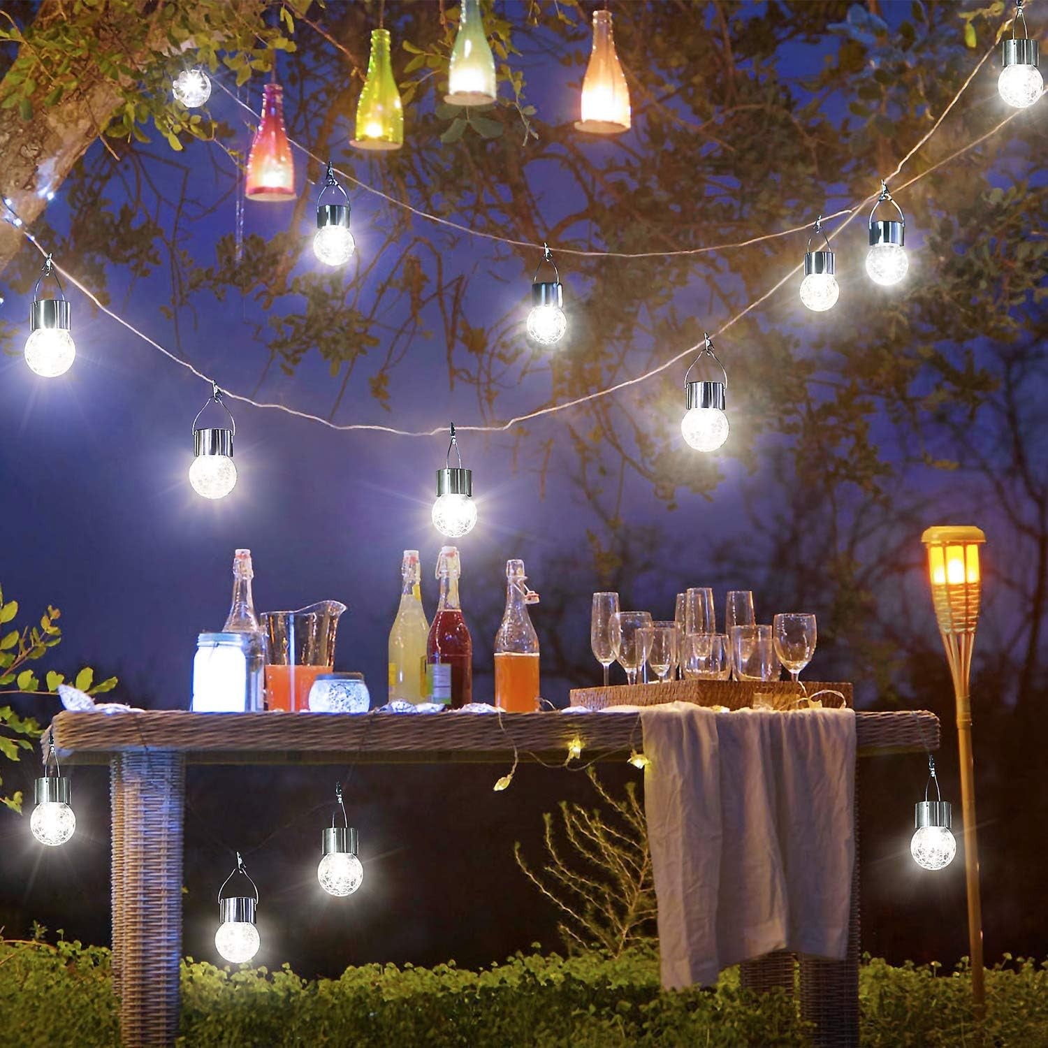 Lampa Solara Flippy, LED, Tip Candelabru Mic, Cu Bila Din Sticla Crapata, Exterioara, Impermeabila, Iluminare 6-12 H,