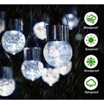 Lampa Solara Flippy, LED, Tip Candelabru Mic, Cu Bila Din Sticla Crapata, Exterioara, Impermeabila, Iluminare 6-12 H,