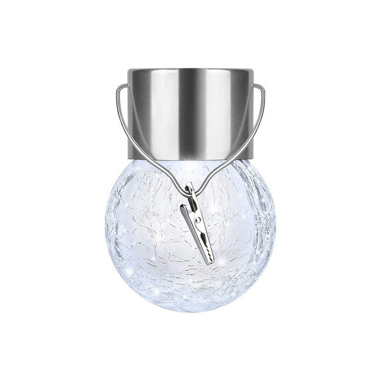 Lampa Solara Flippy, LED, Tip Candelabru Mic, Cu Bila Din Sticla Crapata, Exterioara, Impermeabila, Iluminare 6-12 H,