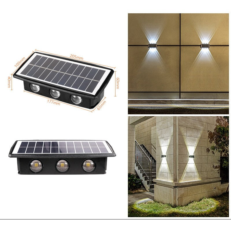 Lampa solara LED bidirectionala dreptunghiulara pentru perete Flippy, 20.5x10 cm, 6 LED-uri, 5.5V, ABS, 500mAh,
