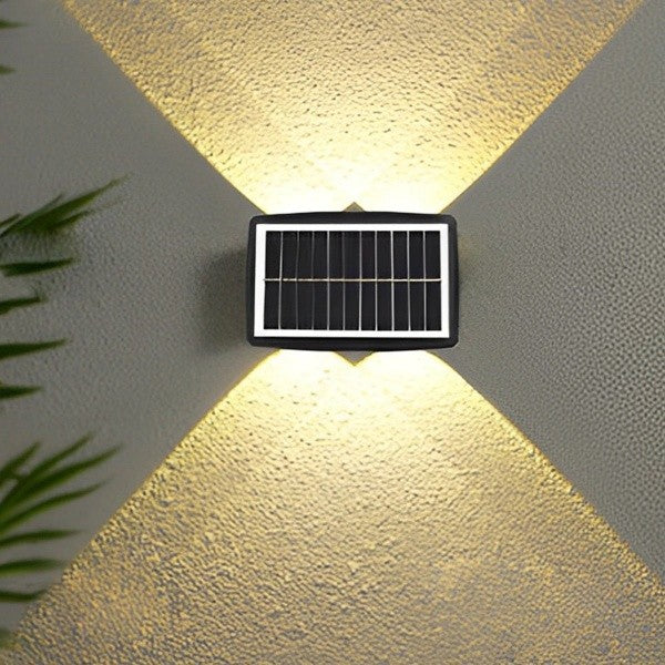 Lampa solara LED bidirectionala dreptunghiulara pentru perete Flippy, 20.5x10 cm, 6 LED-uri, 5.5V, ABS, 500mAh,