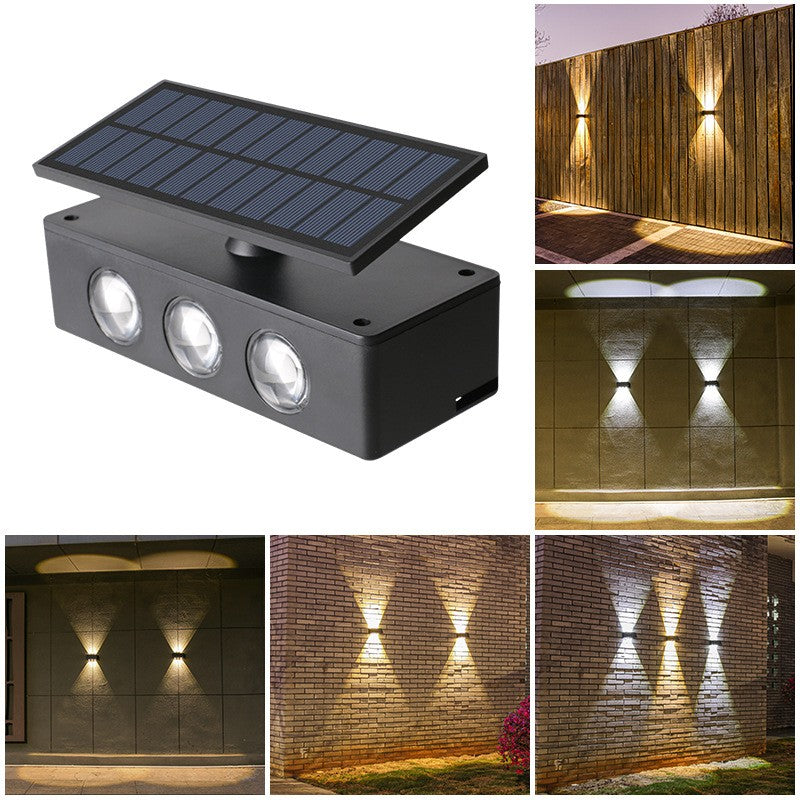 Lampa solara LED bidirectionala Flippy, cu panou ajustabil, comutator culoare lumina, pentru perete, scari, gradina,