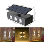 Lampa solara LED bidirectionala Flippy, cu panou ajustabil, comutator culoare lumina, pentru perete, scari, gradina,