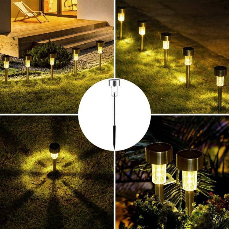 Set 10 Lampi Solare Led pentru Gradina, Flippy, 5.5 x 36.5 cm, Buton On-Off, Lumina Alb Cald, Argintiu