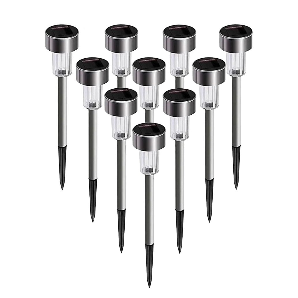 Set 10 Lampi Solare Led pentru Gradina, Flippy, 5.5 x 36.5 cm, Buton On-Off, Lumina Alb Rece, Argintiu