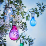 Lampa Solara LED Decorativa sub forma de Bulb, pentru exterior, suspendata, IP65, Ultron Rosu, Flippy