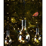 Lampa Solara LED Decorativa sub forma de Bulb, pentru exterior, suspendata, IP65, Ultron Transparent, lumina calda,