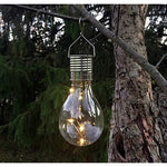 Lampa Solara LED Decorativa sub forma de Bulb, pentru exterior, suspendata, IP65, Ultron Transparent, lumina calda,