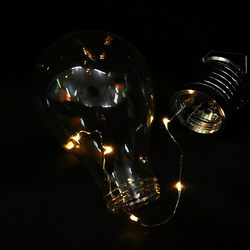 Lampa Solara LED Decorativa sub forma de Bulb, pentru exterior, suspendata, IP65, Ultron Transparent, lumina calda,