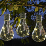 Lampa Solara LED Decorativa sub forma de Bulb, pentru exterior, suspendata, IP65, Ultron Transparent, lumina calda,