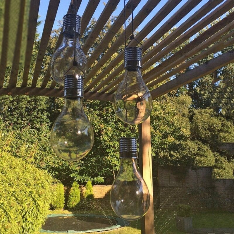 Lampa Solara LED Decorativa sub forma de Bulb, pentru exterior, suspendata, IP65, Ultron Transparent, lumina calda,
