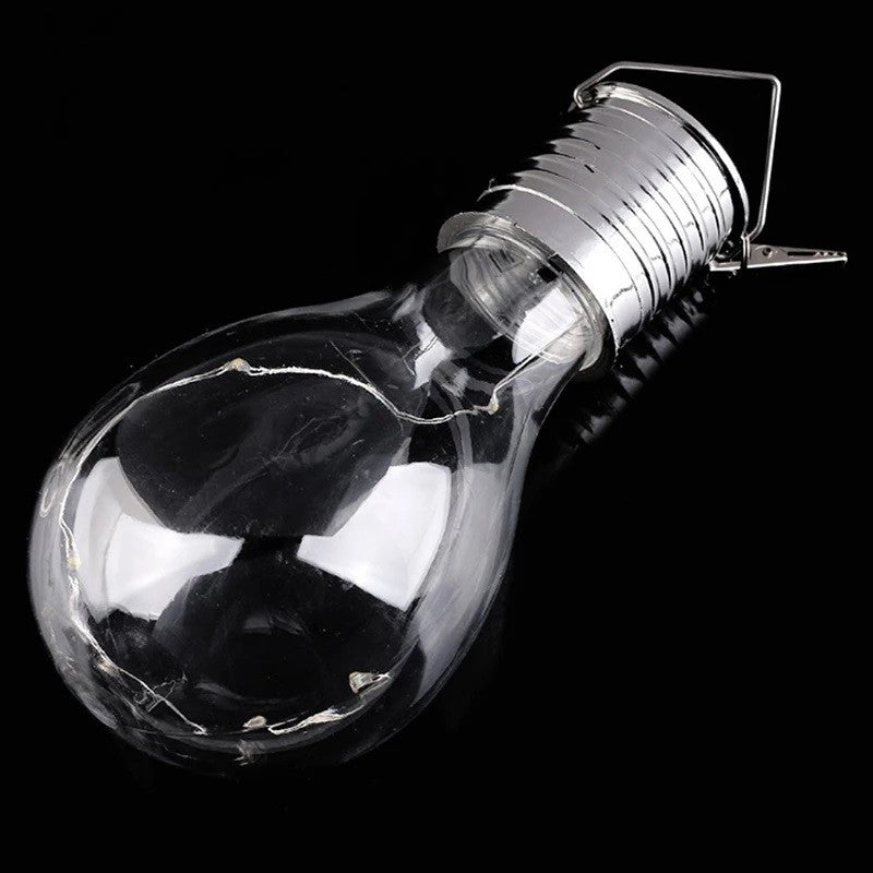 Lampa Solara LED Decorativa sub forma de Bulb, pentru exterior, suspendata, IP65, Ultron Transparent, lumina rece,