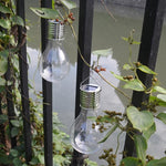 Lampa Solara LED Decorativa sub forma de Bulb, pentru exterior, suspendata, IP65, Ultron Transparent, lumina rece,