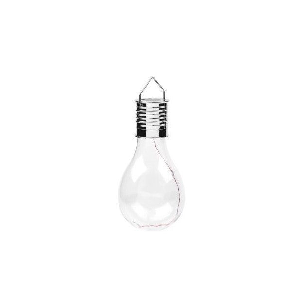 Lampa Solara LED Decorativa sub forma de Bulb, pentru exterior, suspendata, IP65, Ultron Transparent, lumina rece,