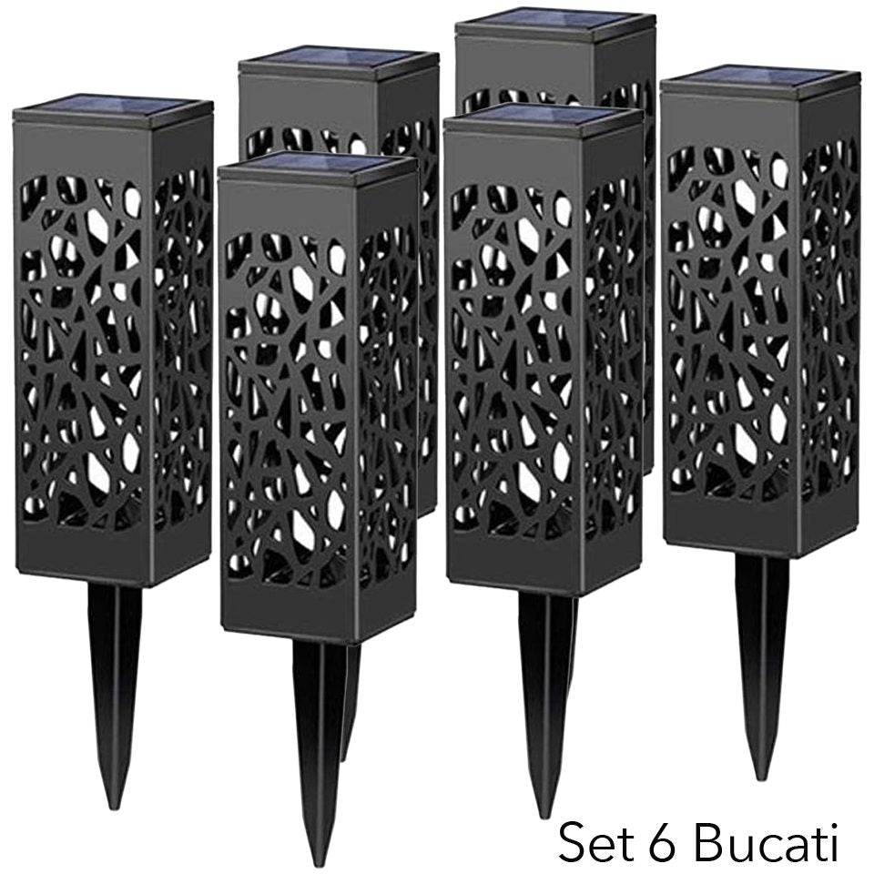 Lampa solara LED, Flippy, Set 6 Bucati, Tip Felinar, pentru Gradina, Inaltime 30.2 cm, putere 0.2W, 1.2V, 600mAh,