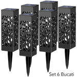 Lampa solara LED, Flippy, Set 6 Bucati, Tip Felinar, pentru Gradina, Inaltime 30.2 cm, putere 0.2W, 1.2V, 600mAh,