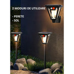 Lampa Solara LED, Flippy, Tip Felinar, pentru Perete/Sol, 10.8 x 12.3 x 46 cm, 3 Moduri, Lumina Calda, din ABS si PP,