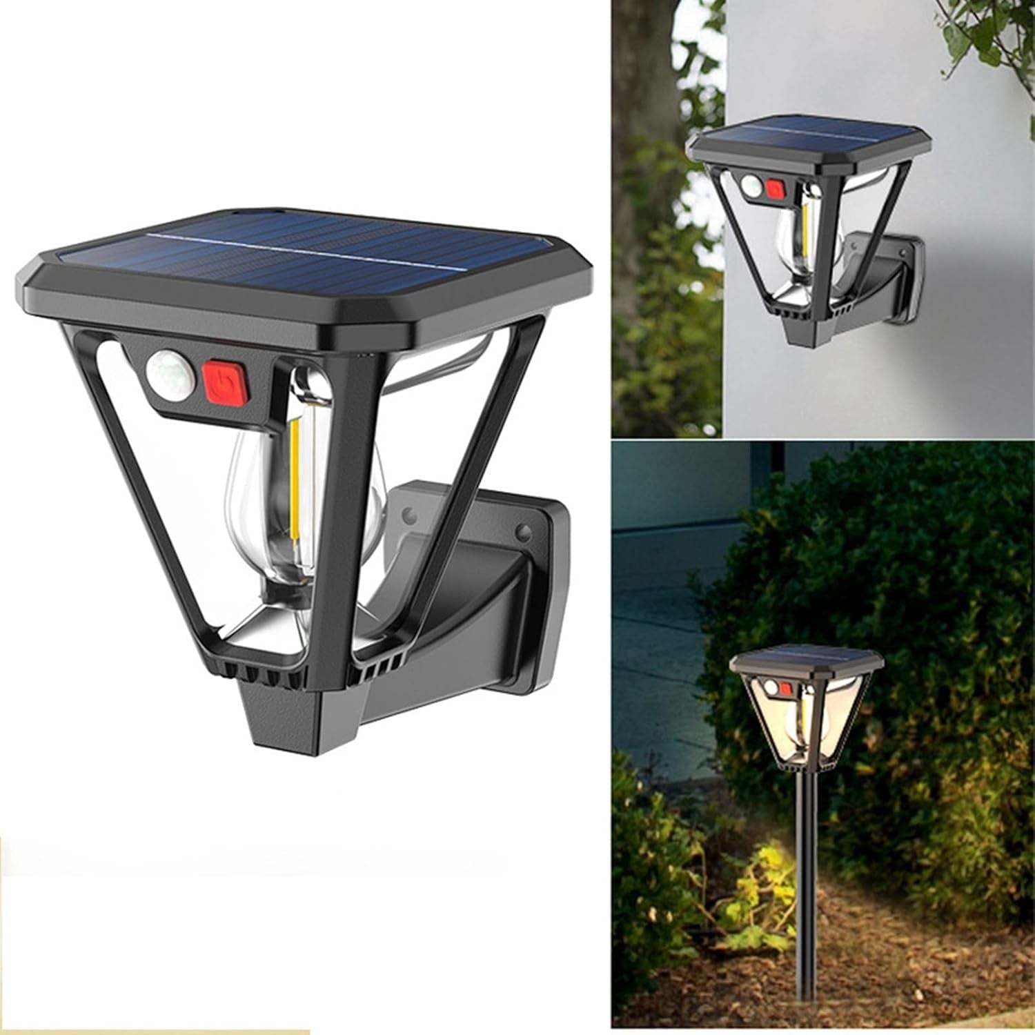 Lampa Solara LED, Flippy, Tip Felinar, pentru Perete/Sol, 10.8 x 12.3 x 46 cm, 3 Moduri, Lumina Calda, din ABS si PP,