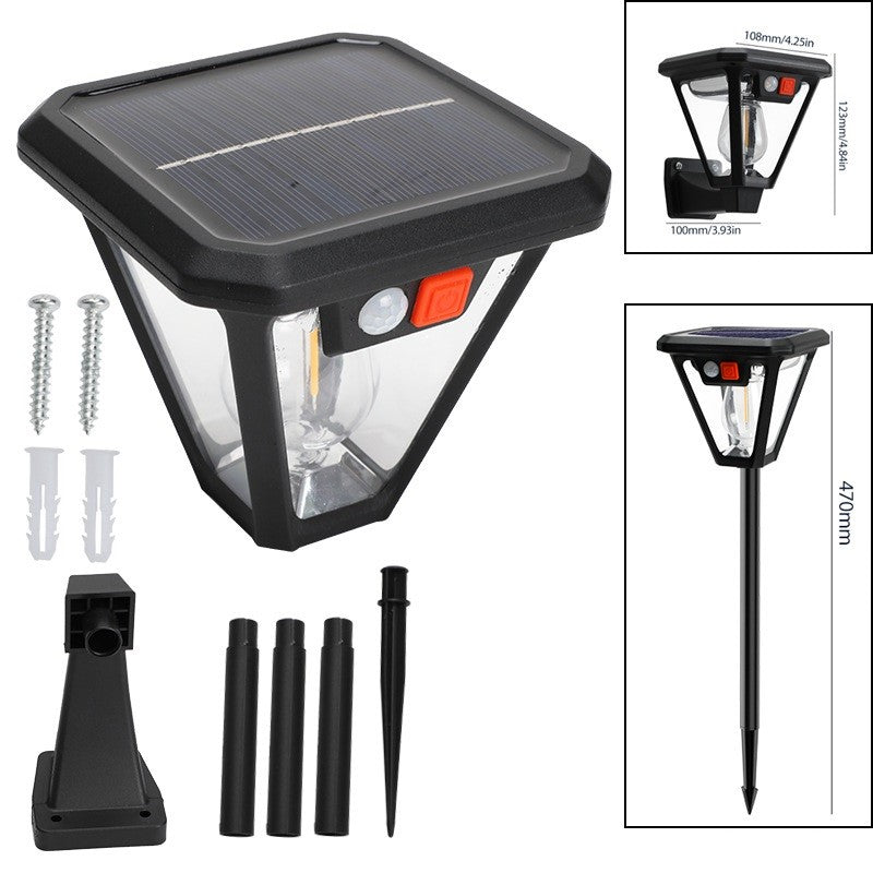 Lampa Solara LED, Flippy, Tip Felinar, pentru Perete/Sol, 10.8 x 12.3 x 46 cm, 3 Moduri, Lumina Calda, din ABS si PP,