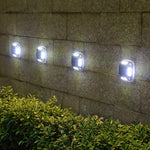 Lampa solara LED pentru gradina, Flippy, Set 4 Bucati, 8 LED-uri, Prindere de Perete / Impamantare, IP65, forma patrat,