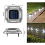 Lampa solara LED pentru gradina, Flippy, Set 4 Bucati, 8 LED-uri, Prindere de Perete / Impamantare, IP65, forma patrat,