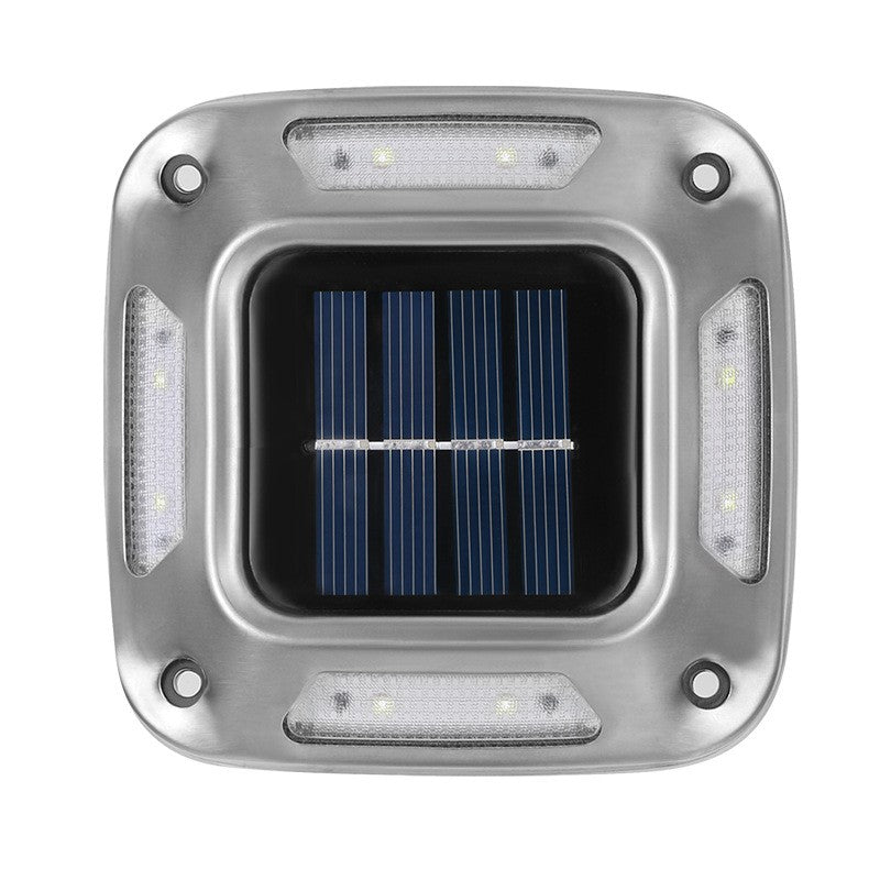 Lampa solara LED pentru gradina, Flippy, Set 4 Bucati, 8 LED-uri, Prindere de Perete / Impamantare, IP65, forma patrat,