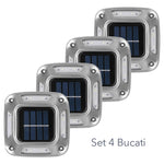 Lampa solara LED pentru gradina, Flippy, Set 4 Bucati, 8 LED-uri, Prindere de Perete / Impamantare, IP65, forma patrat,