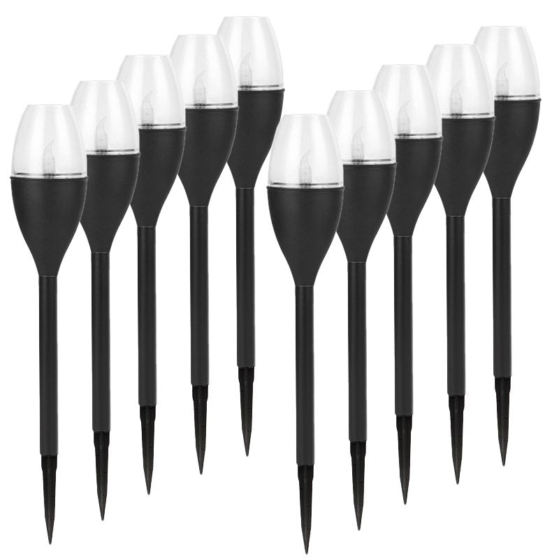 Lampa solara LED pentru gradina, Flippy, Set 10 Bucati, Tip Pahar de Vin, Inaltime 37.5 cm, efect de flacara, PVC si