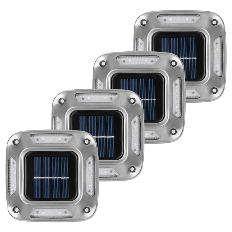 Lampa solara LED pentru gradina, Flippy, Set 4 Bucati, 8 LED-uri, Prindere de Perete / Impamantare, IP65, forma patrat,