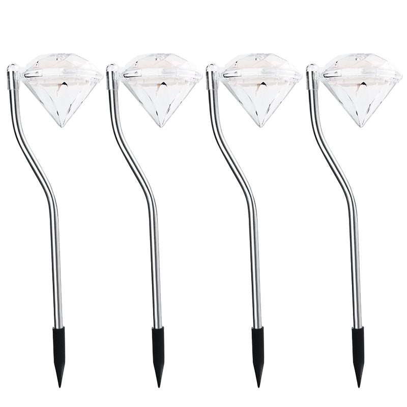 Lampa solara LED pentru Gradina, Flippy, Set 4 Bucati, Tip Diamant, Inaltime 30 x 9 cm, 2V, ABS, 600mAh, Lumina Alb
